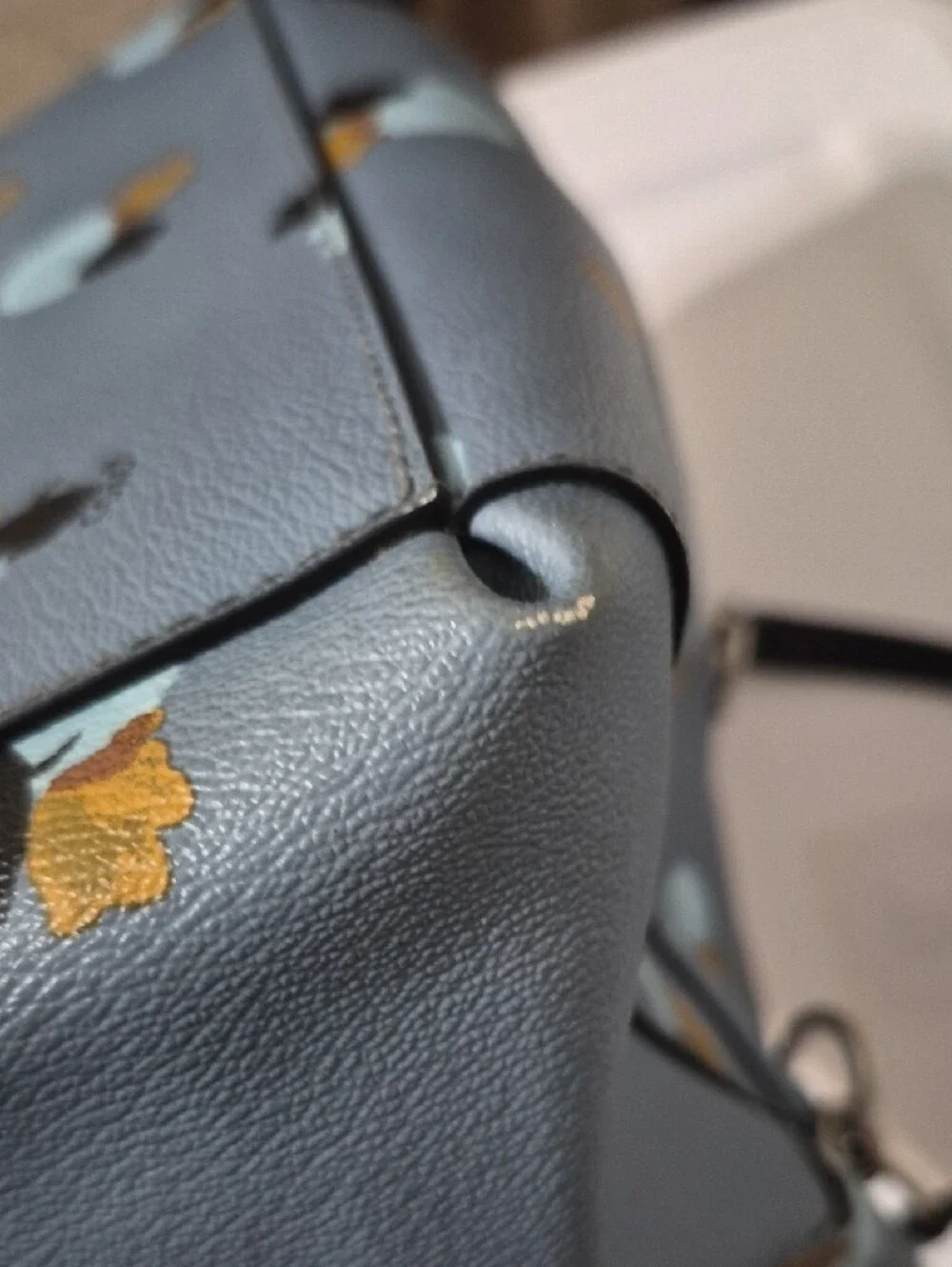 COACH Light Blue Floral Satchel with Gold Accents #B1780 38147